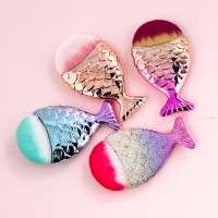 Fat Fish Tail Foundation Mermaid Makeup Nail Soft Hair Cleaning Brush for Nail Art Dust Powder Remover