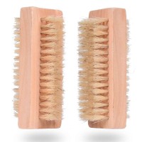 Wholesale Double Sided Pig Bristle Wooden Nail Polish Finger Nail Scrub Cleaning Brush